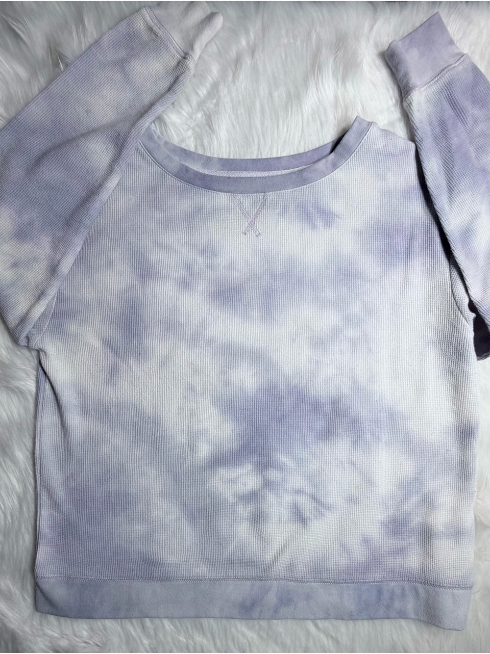 Splendid Gray Waffle Knit Tie Dye Pullover Sweatshirt Small - Picture 11 of 14
